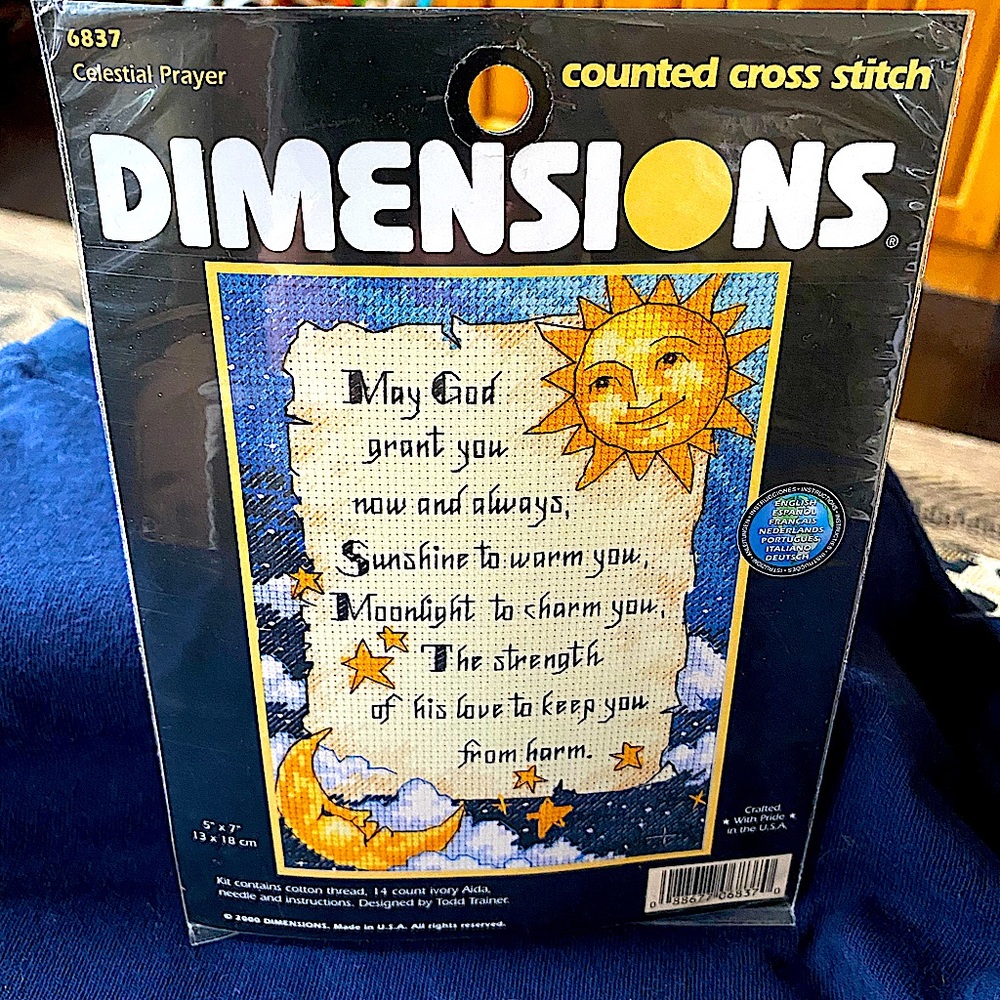NEW VINTAGE IN PACKAGE-DIMENSIONS Celestial Prayer Cross Stitch 5” x 7”